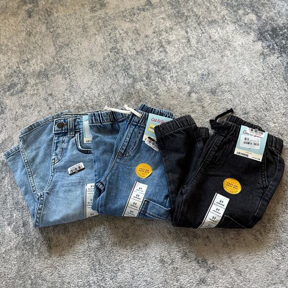 Cat and Jack Jeans Boys 2T Straight  Denim Joggers NEW Lot of 3 - Picture 1 of 3